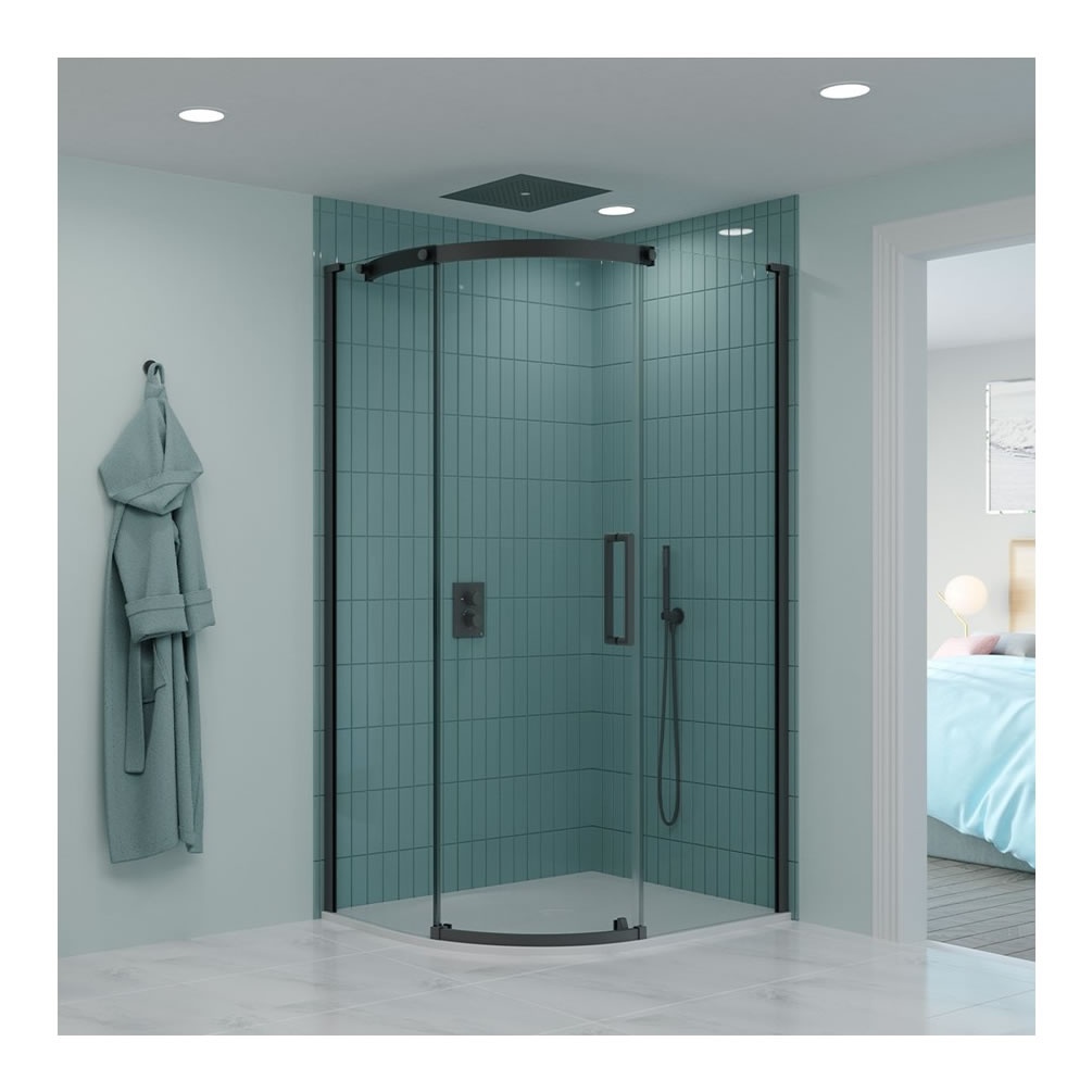 Lifestyle image of Crosswater Optix 10 Slate Offset Quadrant Shower Enclosure